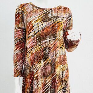 Traje midi estampado en tonos tierras - small - super cómodo